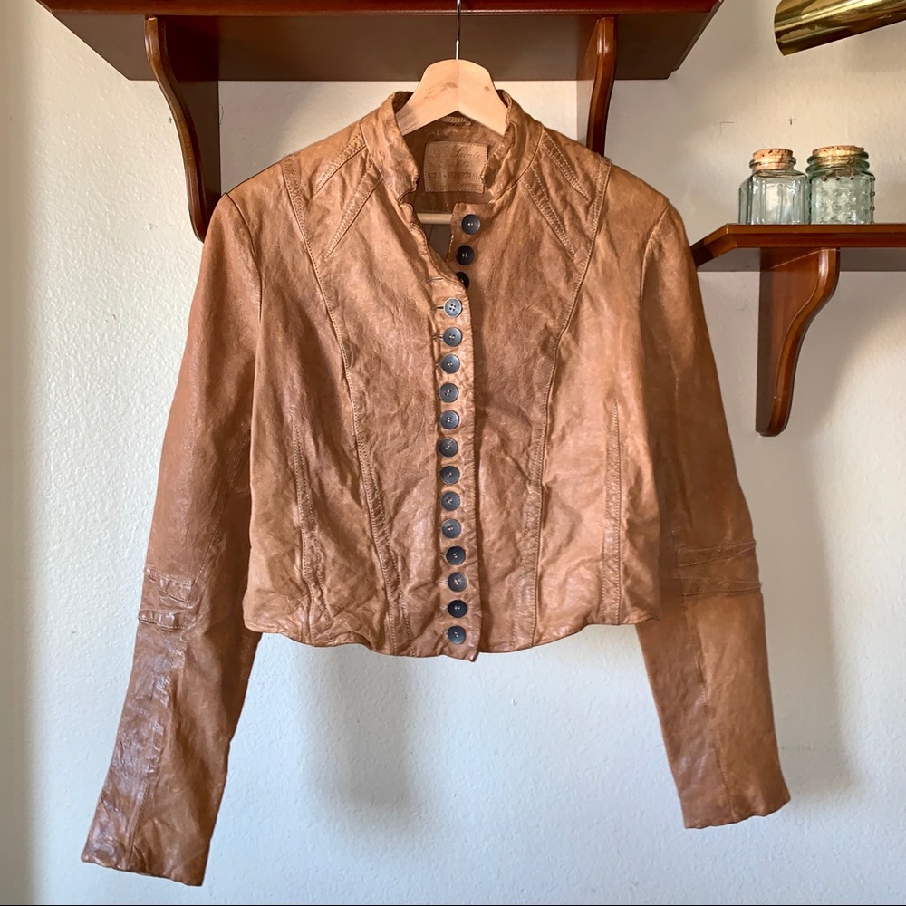 AllSaints Leather Button Jacket